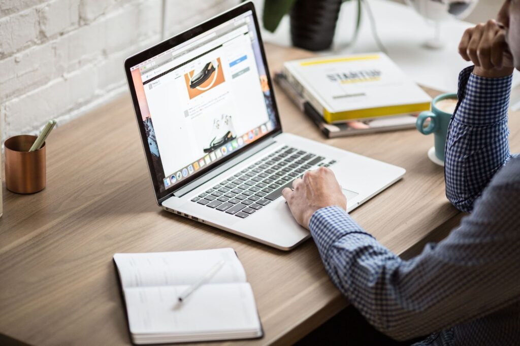 man using laptop