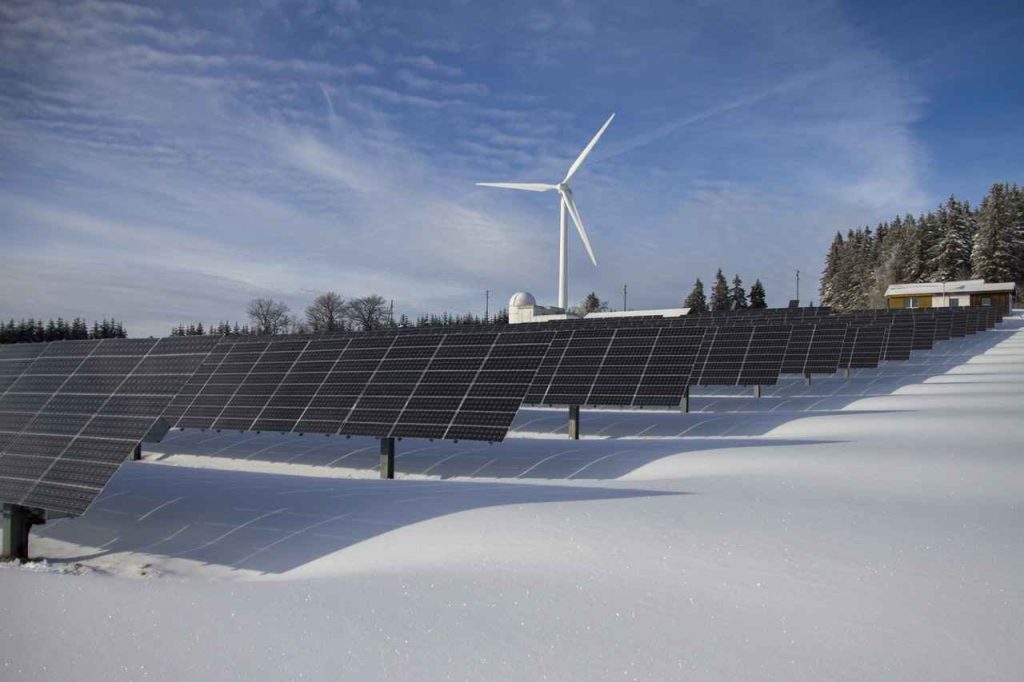 Solar panels and windmill