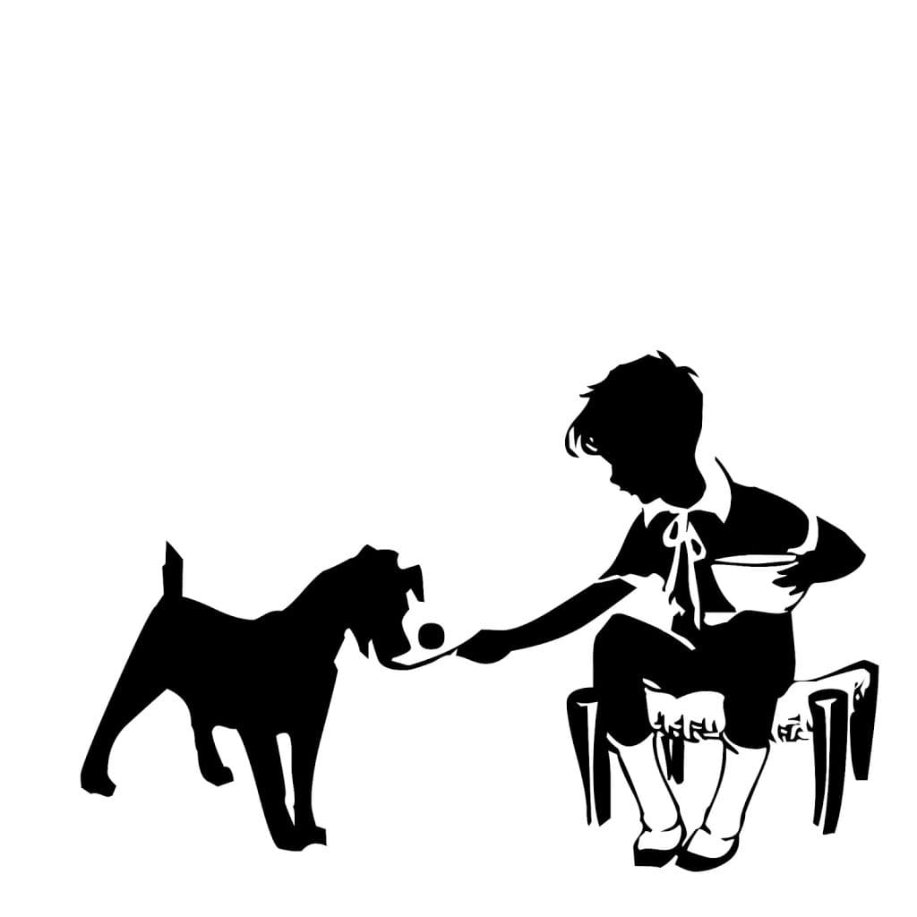 Dog and boy illustration
