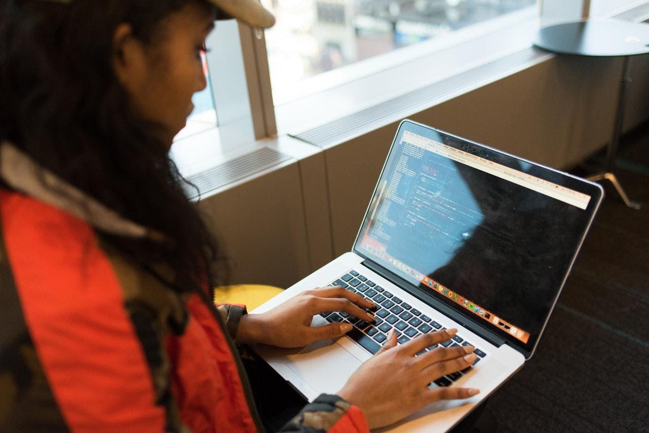 Woman working on laptop