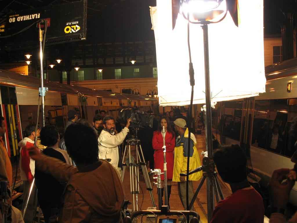 Cameras and people on set