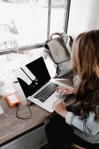 woman working on her laptop