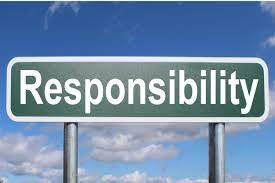 A word cloud with the term "responsibility" prominently displayed, representing its frequent use in environmental discussions.