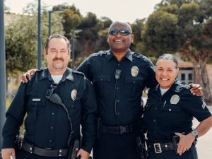 Three Navy officers Standing With happy faces